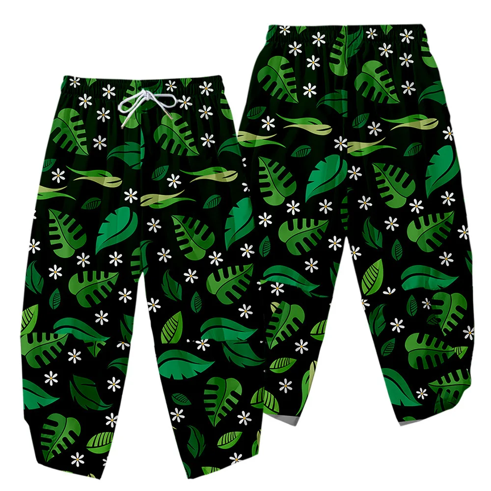 

Spring Men's Green Leaves Print Harem Pants 2022 Summer Fitness Casual Trousers Streetwear Joggers Pants