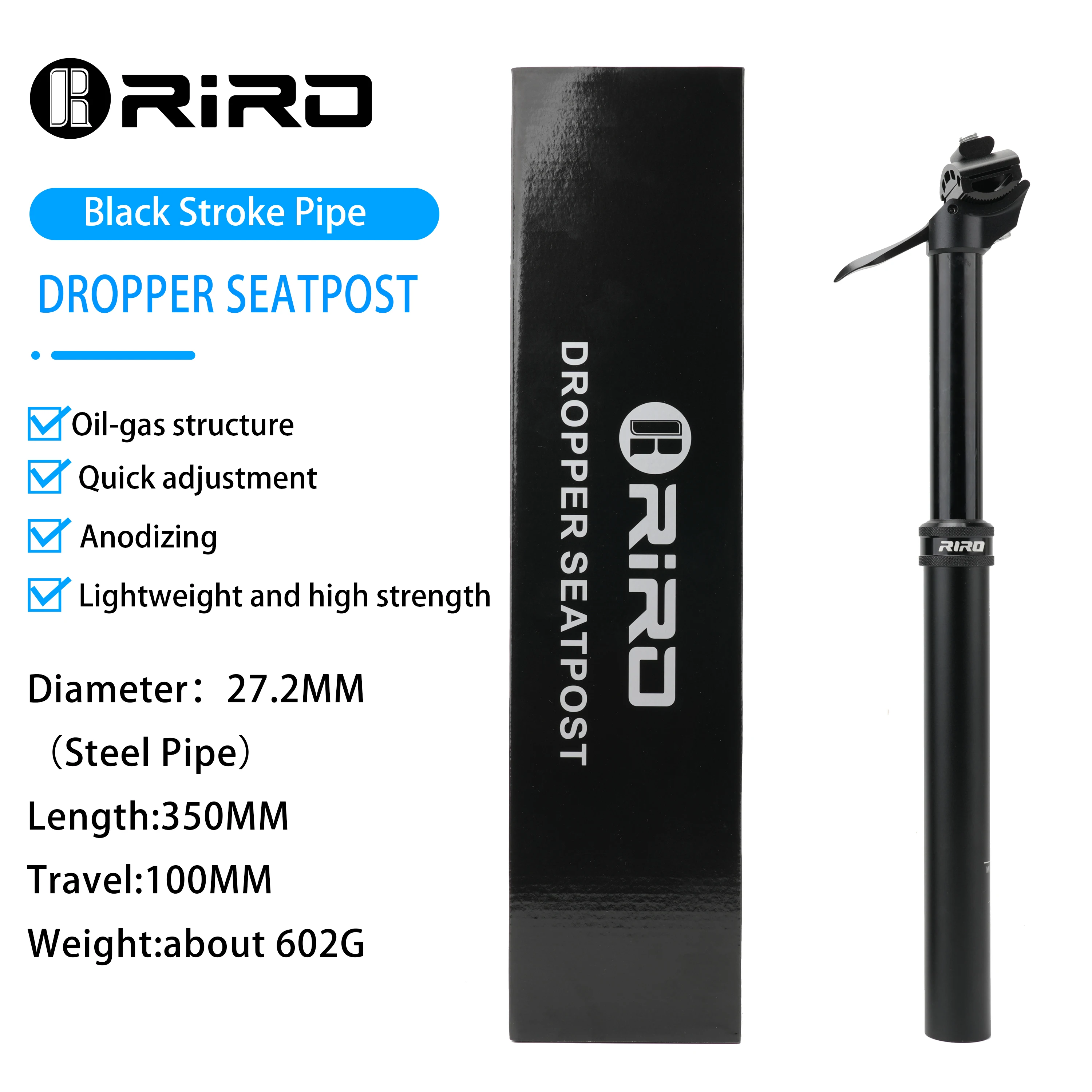 RIRO Fiets Dropper Zadelpen 27.2/30.9/31.6mm 100/125mm Reizen Hydraulische Handmatig In hoogte verstelbare MTB Racefiets Zadelbuis
