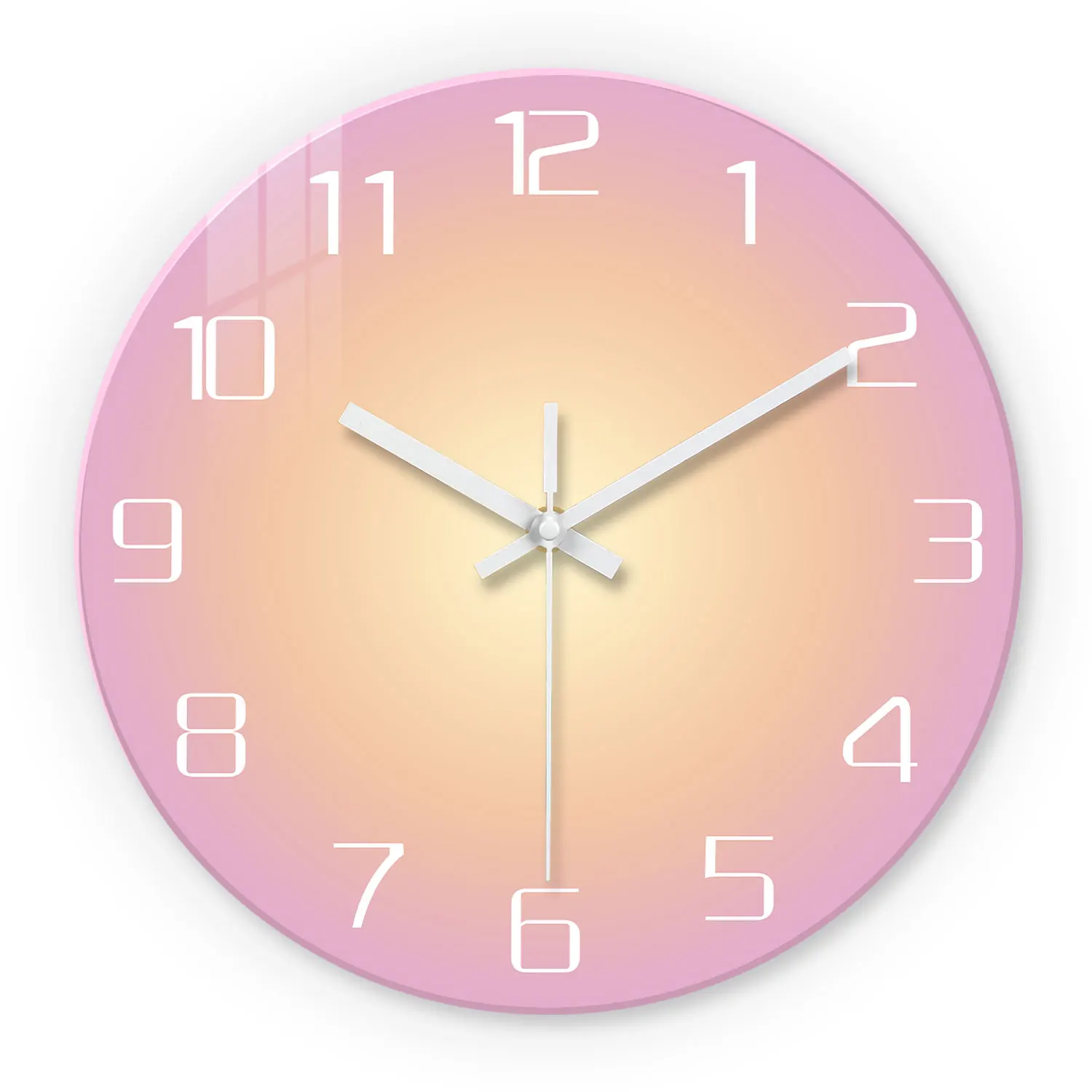 A Creative Gradient Solid Color Tempered Glass Wall Clock, Silent Non-Ticking Timekeeping Wall Clock - Battery-Powered Durable Clock (Battery Not Included), Valentine's Day Gift, Suitable for Bedroom, Living Room, Kitchen, Hallway, Party Venue, Easter, Mother's Day Gift