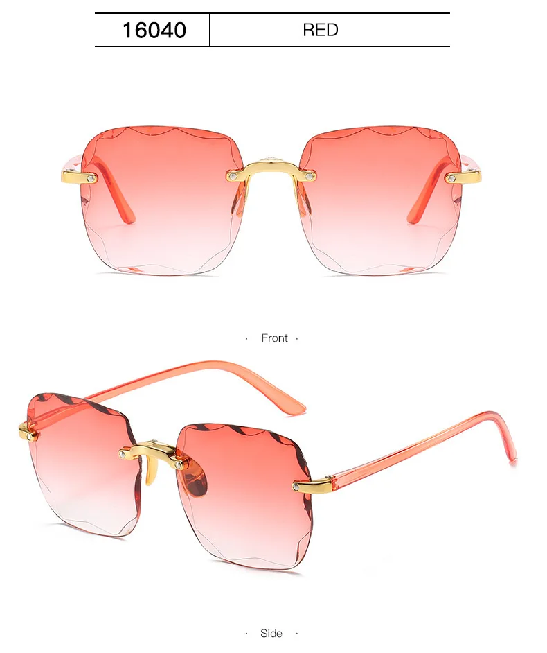 Sonnenbrillen für Damen, randlose Sonnenbrillen mit Diamantschliff-Gläsern, Markendesigner Ocean Shades Vintage Damenbrillen, Eyewear – Detail 11