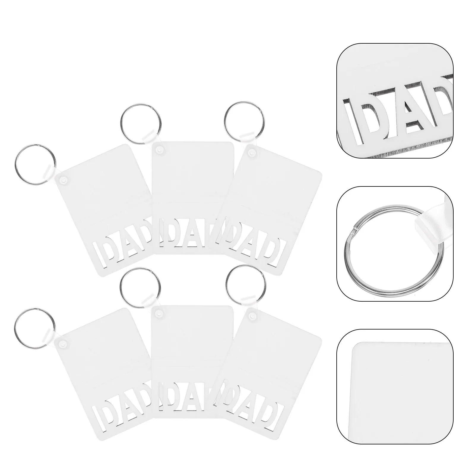 

6Pcs Sublimation Blanks Dad Sign Keyring DIY Sublimation Keychain Bulk Set for Personalized Memory Keepsake Bag Backpack Purse
