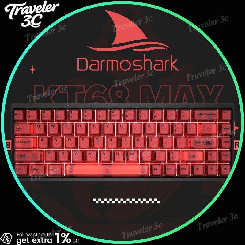 

Darmoshark T68MAX Проводной магнитный переключатель из алюминиевого сплава Клавиатура Игровая офисная прокладка Горячая замена RGB Подсветка 8K RT0.01MM Клавиатура ПК