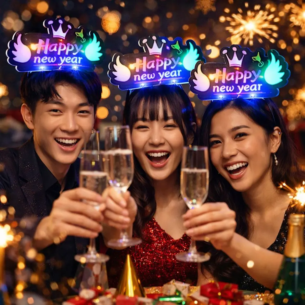 

Photo Props Plastic LED Glow Hair Bands Glowing in Dark Fun Flashing Light Headband Cartoon Dress Up Props New Year Party