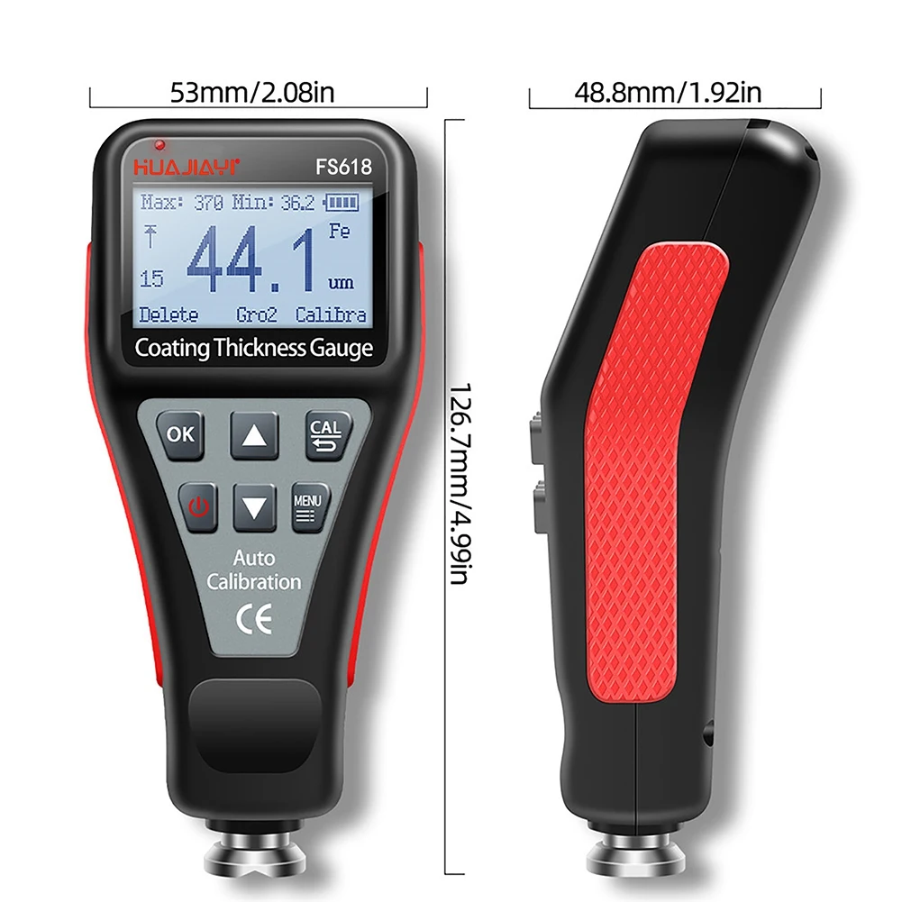 HUAJIAYI lakier samochodowy miernik grubości powłoki miernik grubości 0-1500Um Tester grubości farby do pomiaru FE/NFE narzędzia do malowania