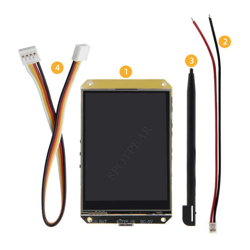 ESP32-S3 T-HMI2.8 นิ้วจอแสดงผลสัมผัสบอร์ดพัฒนาอินเทอร์เฟซ TypeC ST7789 หน้าจอ LCD WIFI/BT 5.0 16MbFlash/8MbPSRAM 240*320px