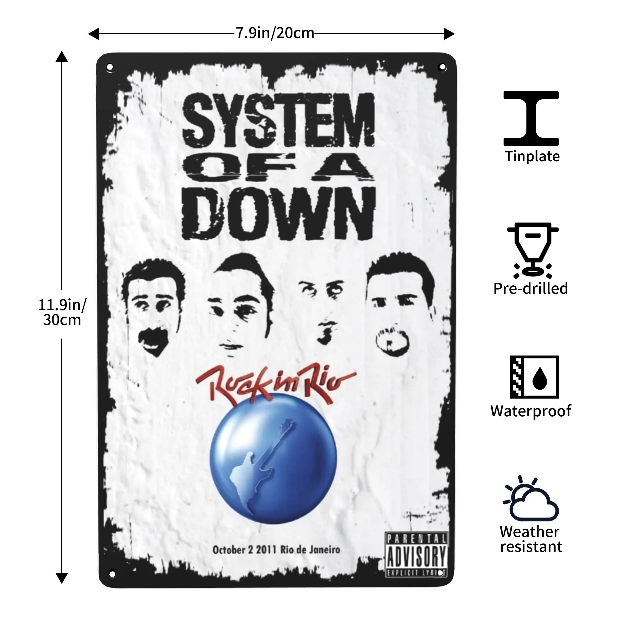 

Heavy Metal Band Rock Poster Music Album Tin Painting Wall Art Club Living Room Bedroom Home Office Tin Decoration Gift