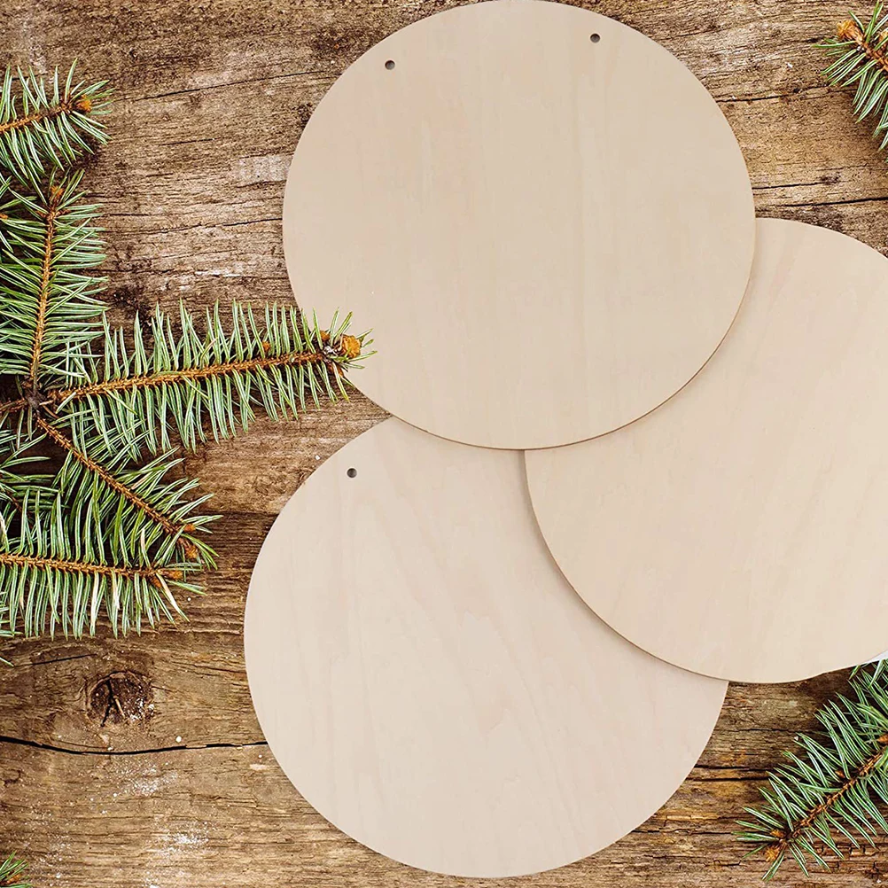 

1 set 1 Set Cutouts Unfinished Wood Chips Diy Round Wood Slices Durable Wooden Round Chips For Holiday Christmas Birthday Diy