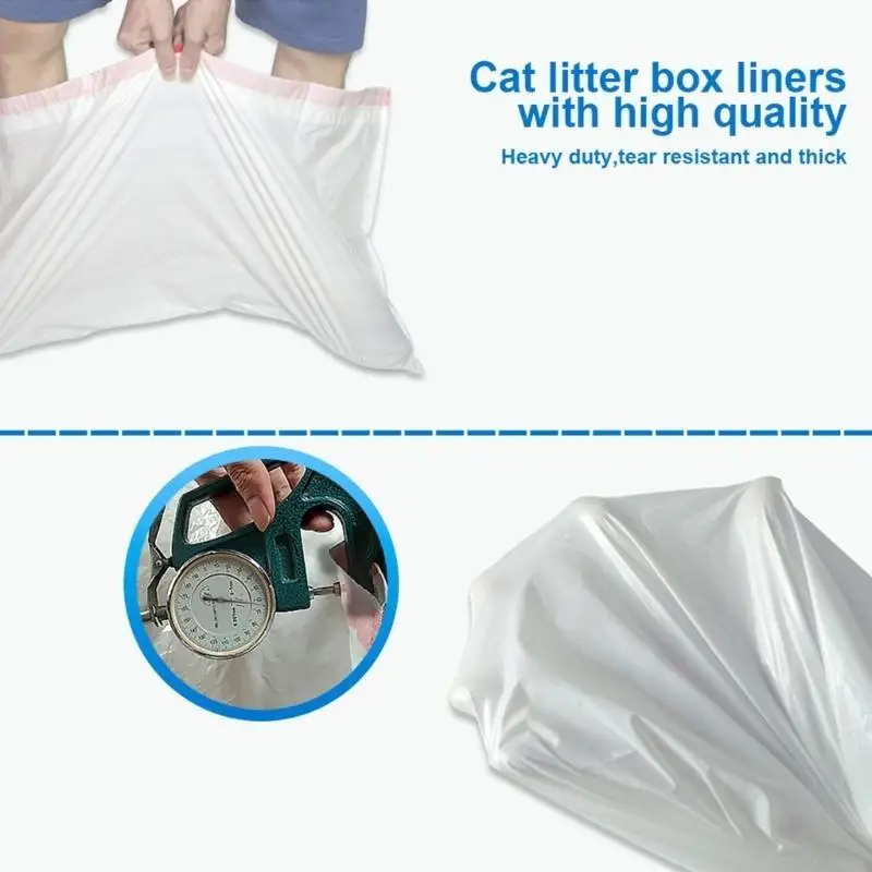 10PCS Litter Bags Bags with Double Drawstring Litter Box Liners Large Size