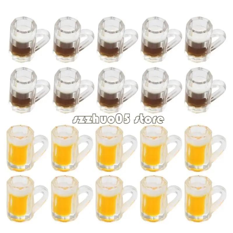 M3GE Simulierte Weinbecher Mini -Bierbecher Brille Harz Miniaturen Tassen Modelle 10pcs