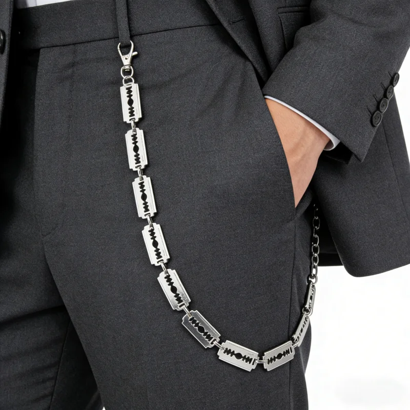 Punk Apparel Accessories Metal Pants Chain Hip Hop Waist Chain Razor Blade Pendant Jeans Chain For Men Women Accessories Gifts