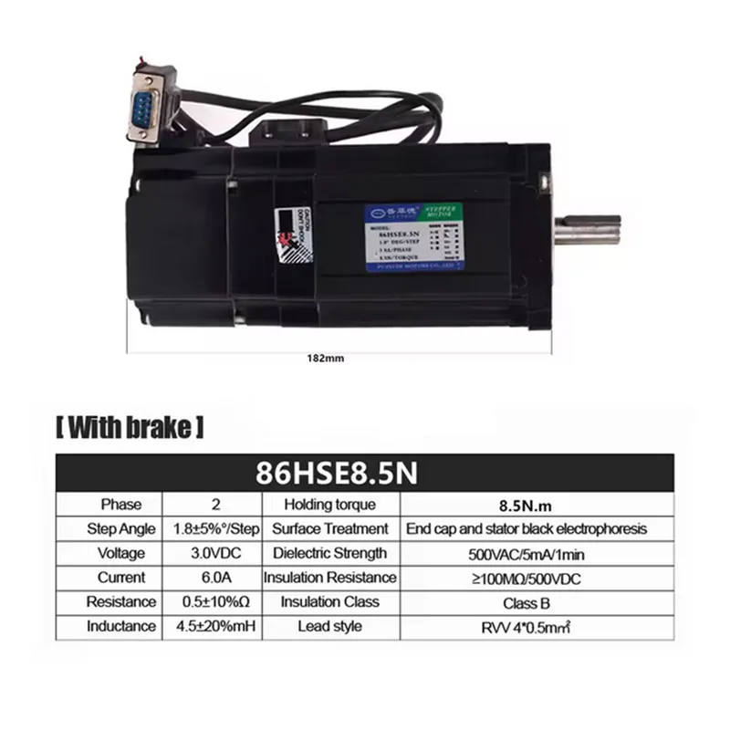 Nema34 Closed Loop Stepper Motor With Brake 8.5N+Digital Hybrid Servo Driver HBS86HD for CNC Z-Axis Use Vertically