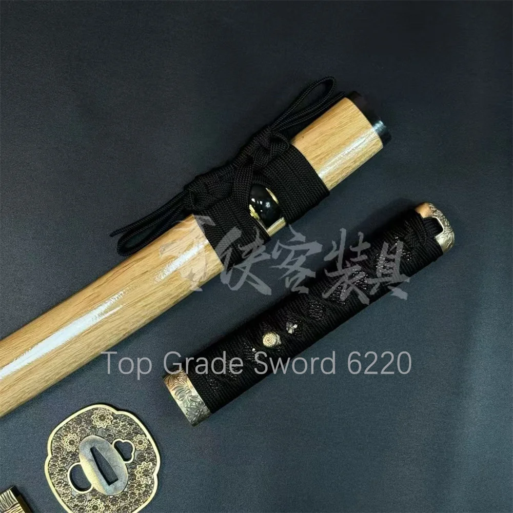 A Set Wonderful Tsuka Handle Brass Tsuba Handguard Habaki Seppa Hardwood Sheath For Real Samurai Katana Wakizashi Sword Parts