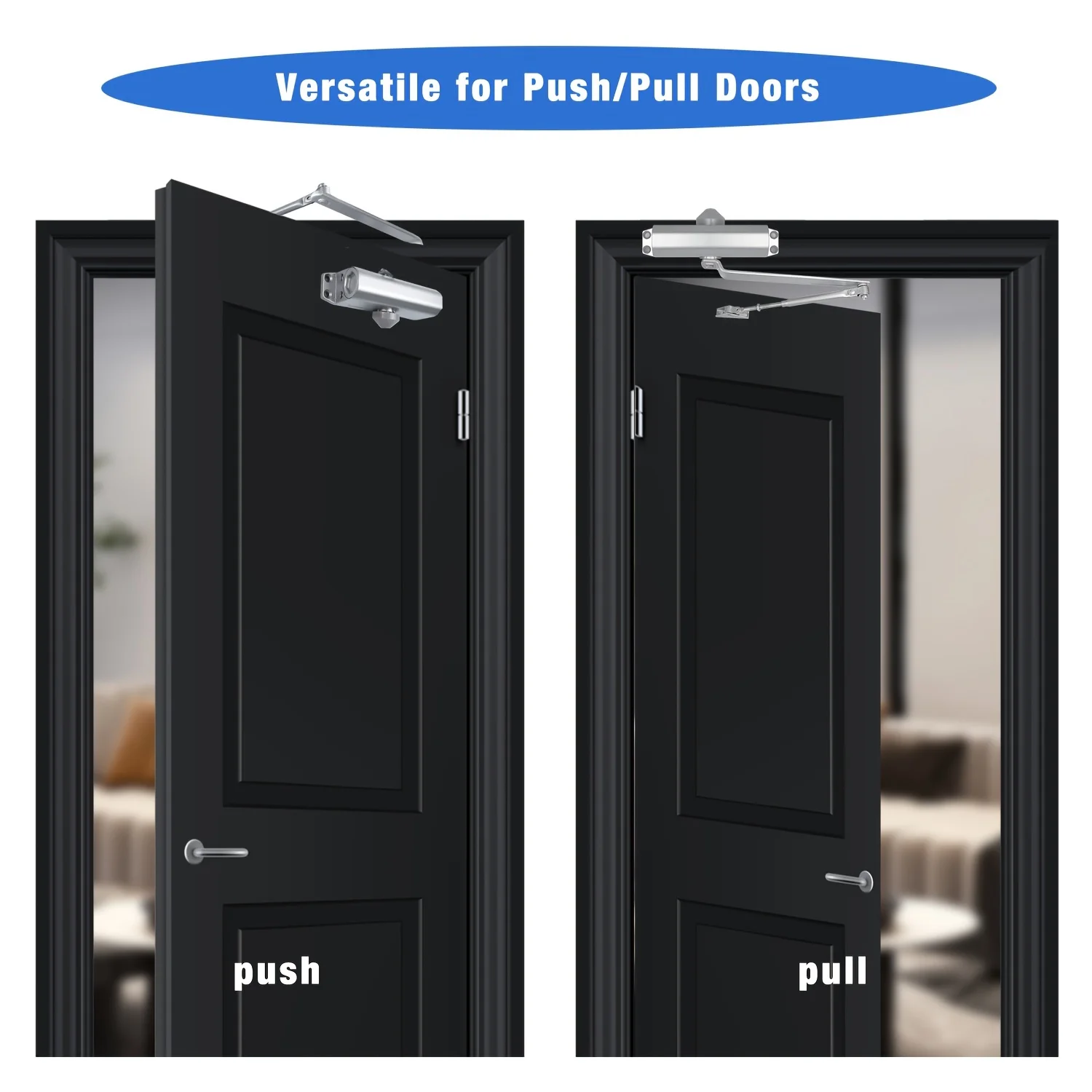 سدادة باب قابلة للتعديل، باب عازل زنبركي معدني أقرب، أداة إغلاق كتم الصوت متعددة الاستخدامات للاستخدام التجاري السكني