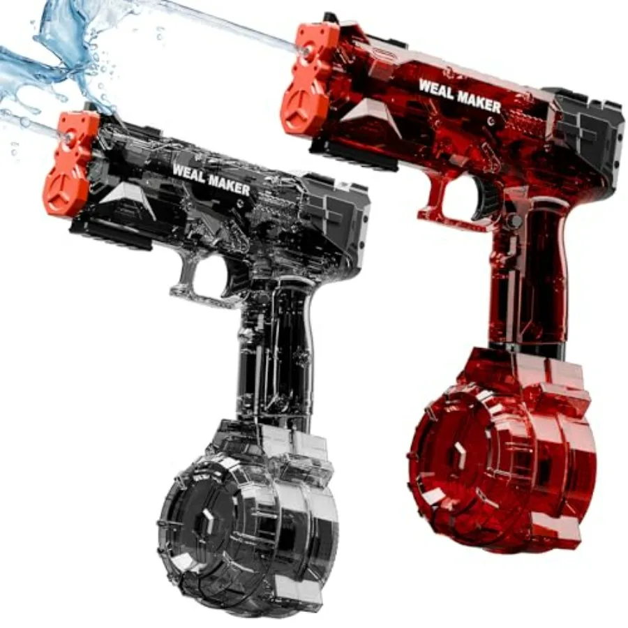 

Summer pool toy: transparent 2P electric water pistol with 400 ammos, high-powered IP67 waterproof, classic design in blue and