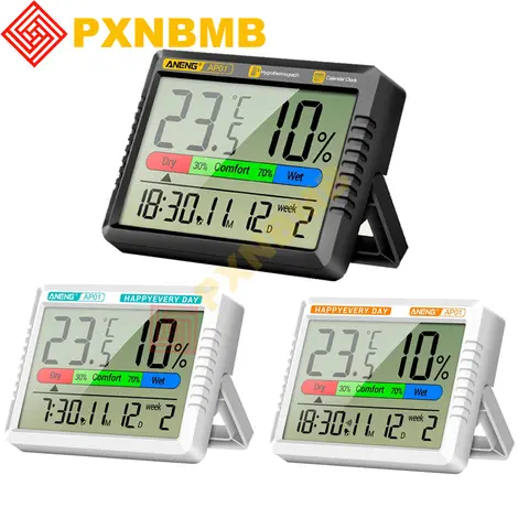 LCD 디지털 공기 온도계 습도계 실내외 온습도계 산업용 전자 온습도계 시계