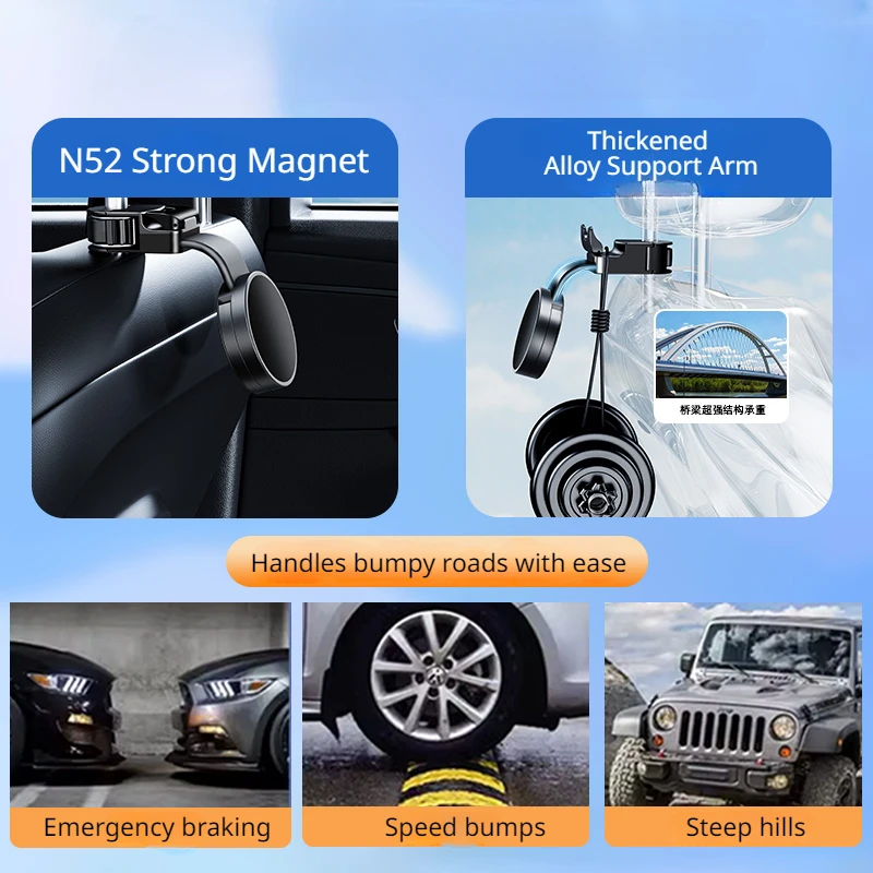 Hipacool 2 in 1 車載用背面磁気式スマホホルダー スタンド フック付き 車用シート収納フック 車載用スマホブラケット iPhone対応