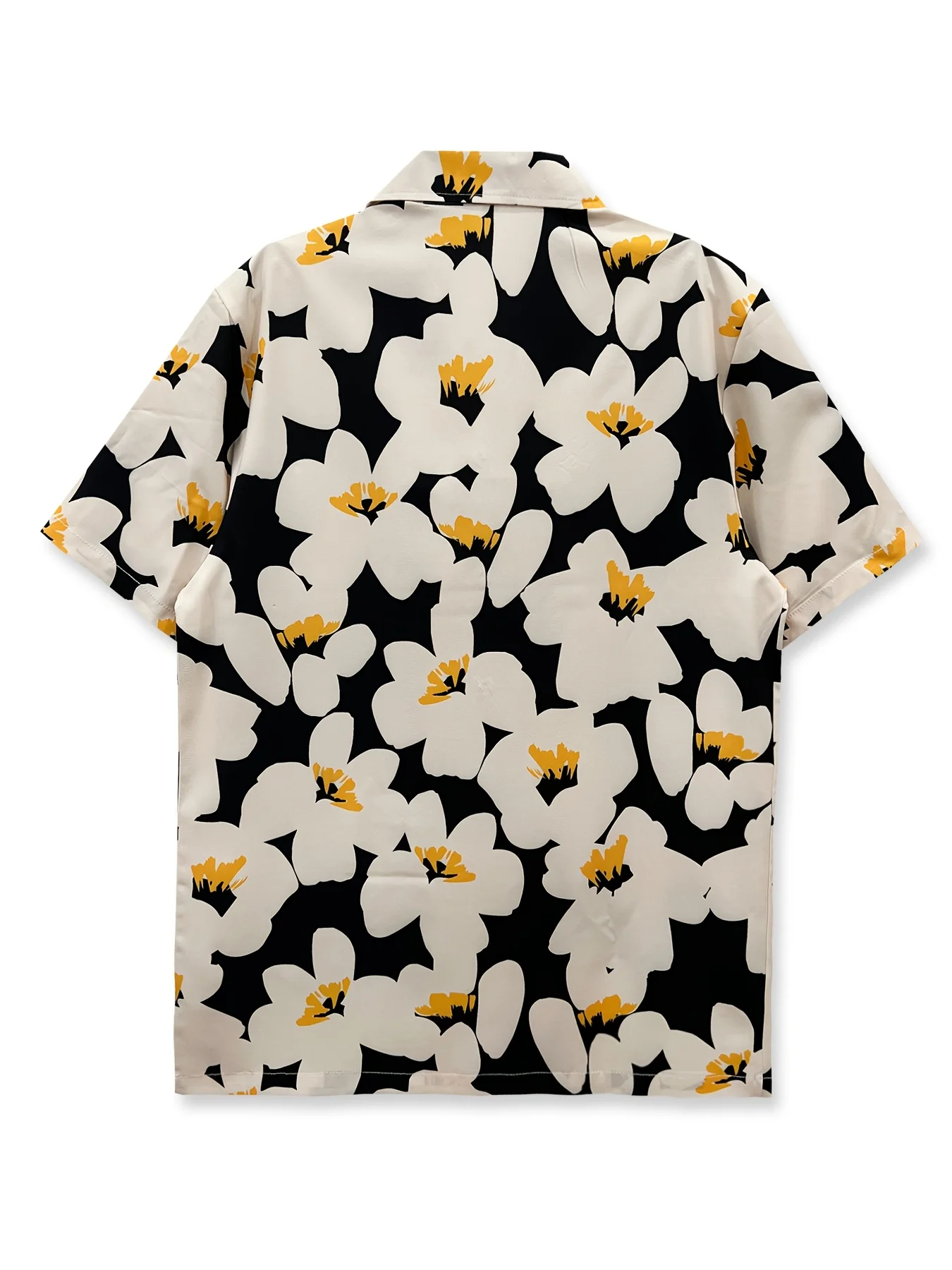 Single-piece Beach Shirt, Floral Print, Short Sleeves, Simple Flower Pattern, Casual for Outings
