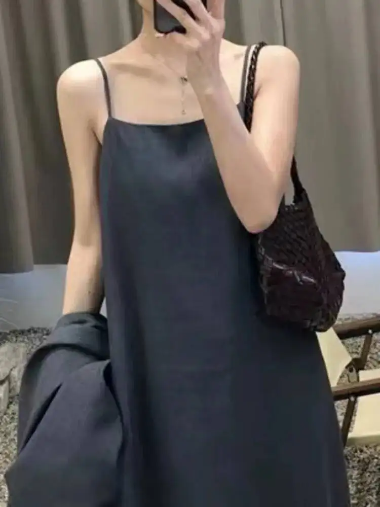 TLXT Casual Solid Color 2 Piece Set Women's V Neck Lace Up Tops A Line Loose Dress 2025 Summer New Clothing XK1410