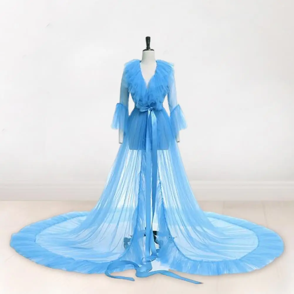 فستان زفاف نسائي أنيق من الدانتيل بأكمام شبكية ، تفاصيل خصر القوس ، العروس ، الزفاف ، الليل ، شهر العسل ، الحفلات