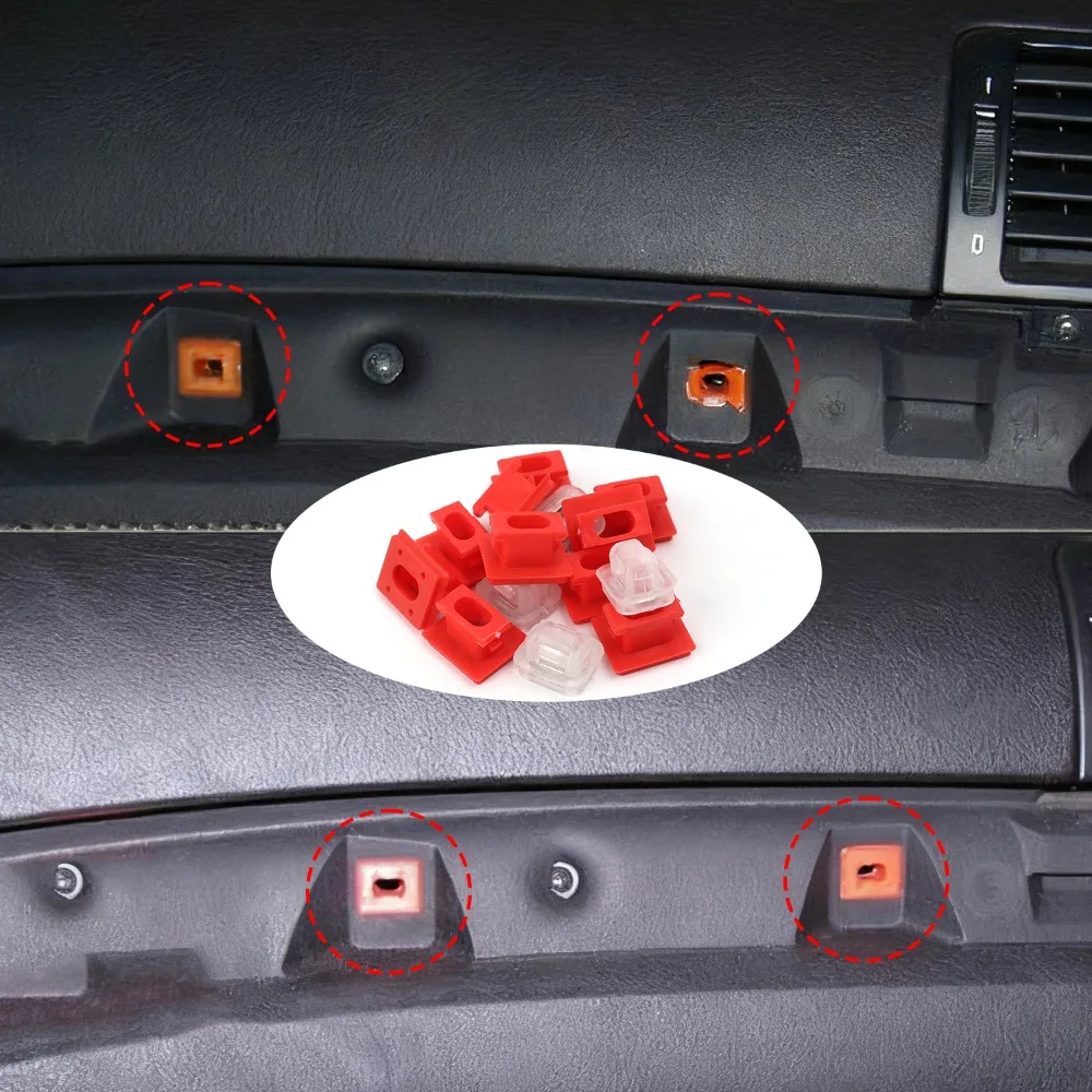 20/5pcs Car Fasten Clips Red Insert Grommets Panel Fixing Buckles for BMW E46/E65/E66/E83N Dashboard Dash Trim Strip Clips