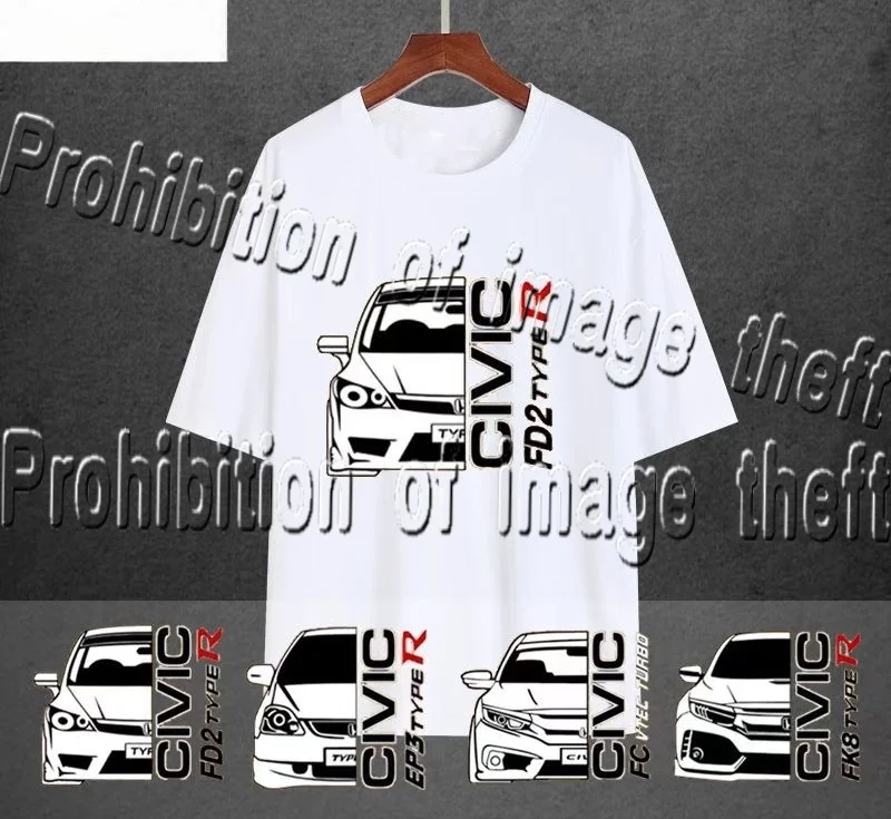 

Honda Civic Modified T-shirt Round Neck Loose Trendy Top for Both Men Women Casual 3D Printed Quick Drying Motorcycle T-shirt