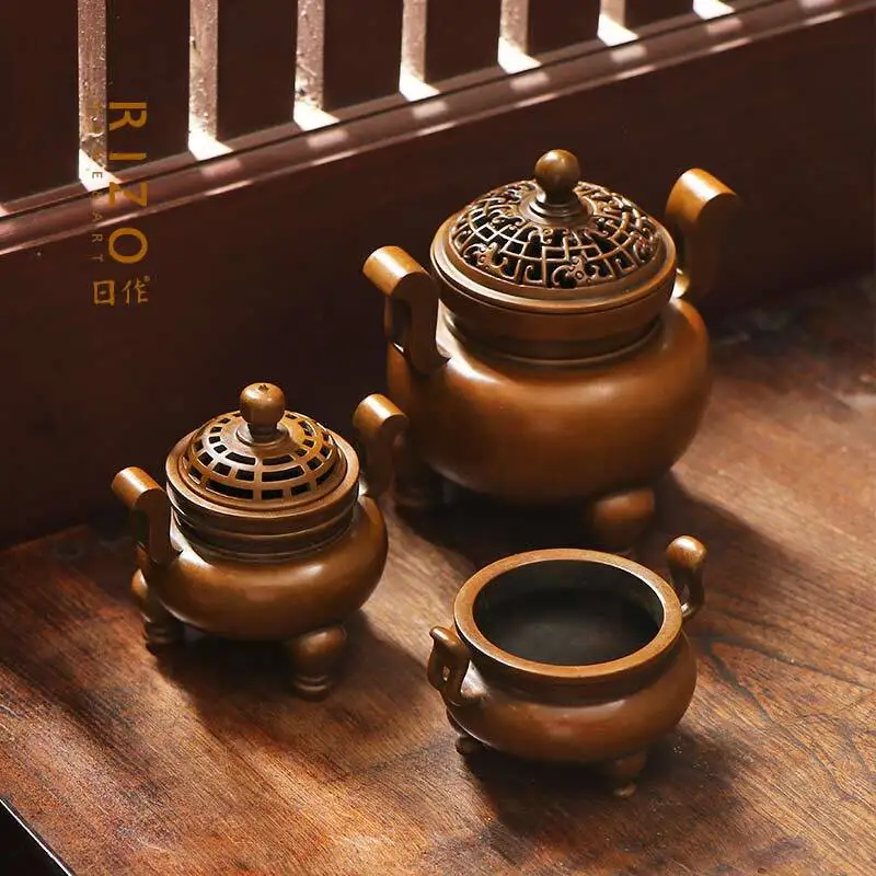 Qing Songtang Su  Copper Furnace Master Hu Qingsong E Incense Burner Sandalwood Horseshoe Foot Facing Crown Ear