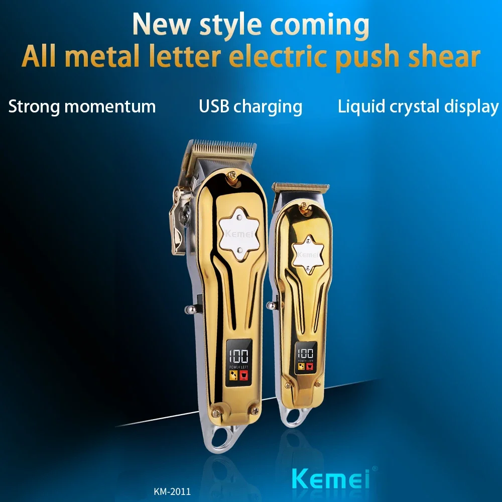 Kemei Hair Clippers for Men Cordless Close Cutting T-Blade Hair Trimmer Kit Professional Hair Cutting Machine Combo for Barbers