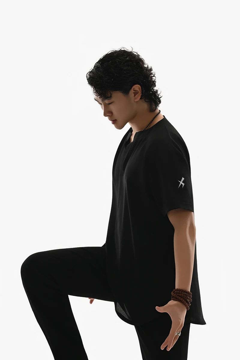 Latin Dance Tops For Men Short Sleeved Practice Clothes Rumba Samba Salsa Dress Ballroom Performance Wear Latin Costume DQS23373