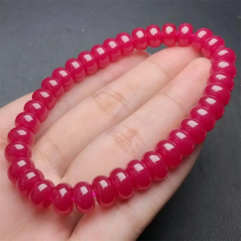 8MM Natural Red Corundum Bracelet Fashion Crystal Gemstone Woman Amulet Jewelry Healing Healing Gift 1pcs