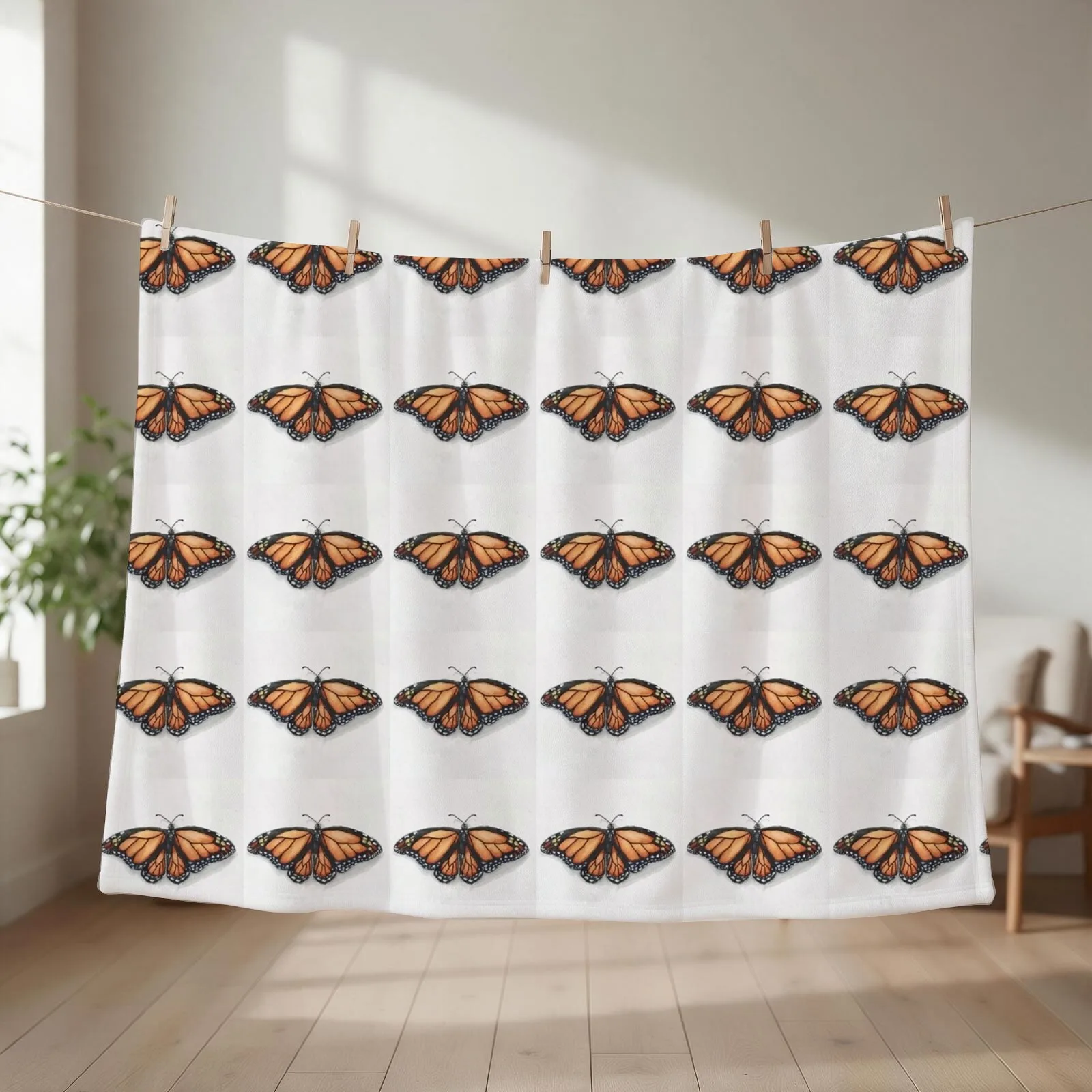 Monarch Butterfly Throw Blanket couch cozy soft plush fuzzy picnic outdoor blanket