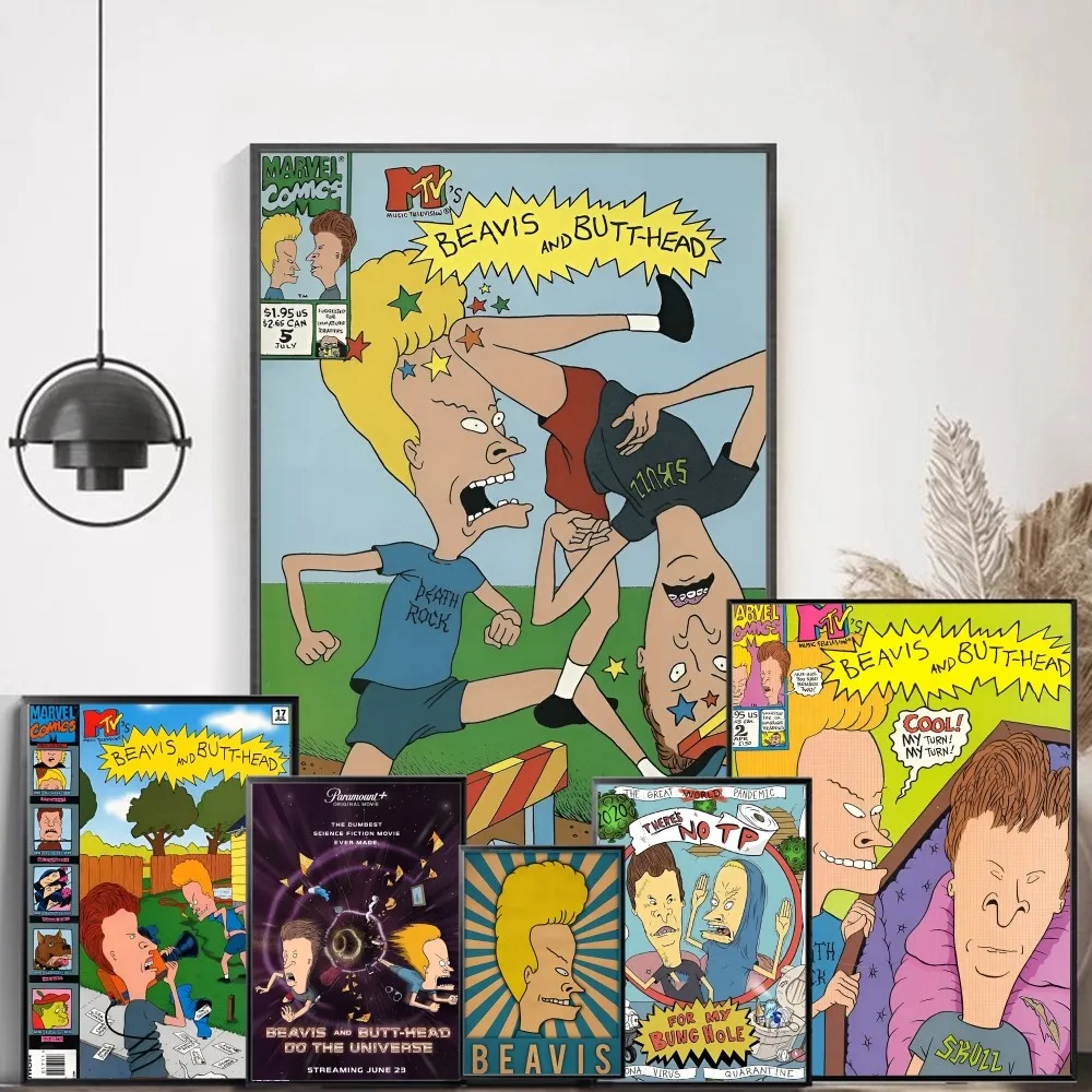 Anime Beavis And Butthead Vintage Posters Sticky Vintage Room Home Bar Cafe Decor Kawaii Room Decor