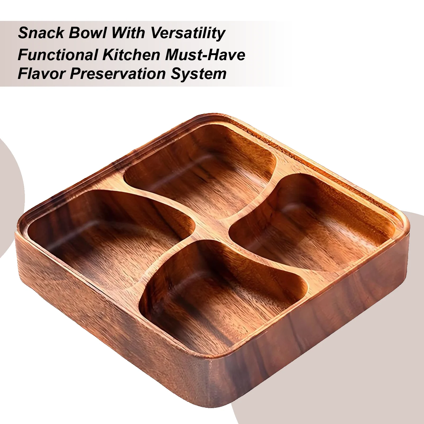 

Деревянная миска для закусок, натуральный гладкий безопасный органайзер, 4-сетка, деревянная миска для закусок с разделителями для друзей, мужчин, женщин, орехов, сухофруктов, дома