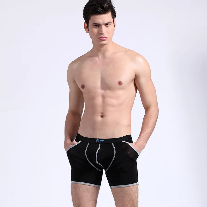

Боксеры мужские тонкие из вискозы, нижнее белье с длинными штанинами, с защитой от кражи, с большими карманами, выпуклые бесшовные спортивные дышащие трусы