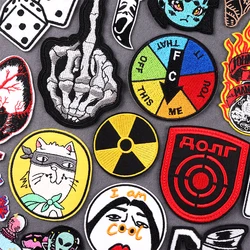 Hip Hop Punk Patches For Clothing Nuclear Power Plant Radiation Patch Iron On Patches On Clothes Atomic Power Embroidery Patch