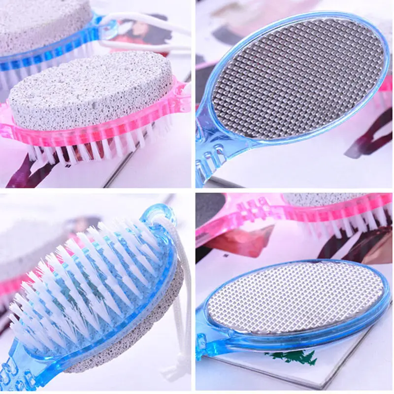 1pc Foot Care Tool 4in1 Pumice Stone Dead Skin Remover Peeling Brush Pedicure Grinding Tool Random Color Pedicura Ferramentas