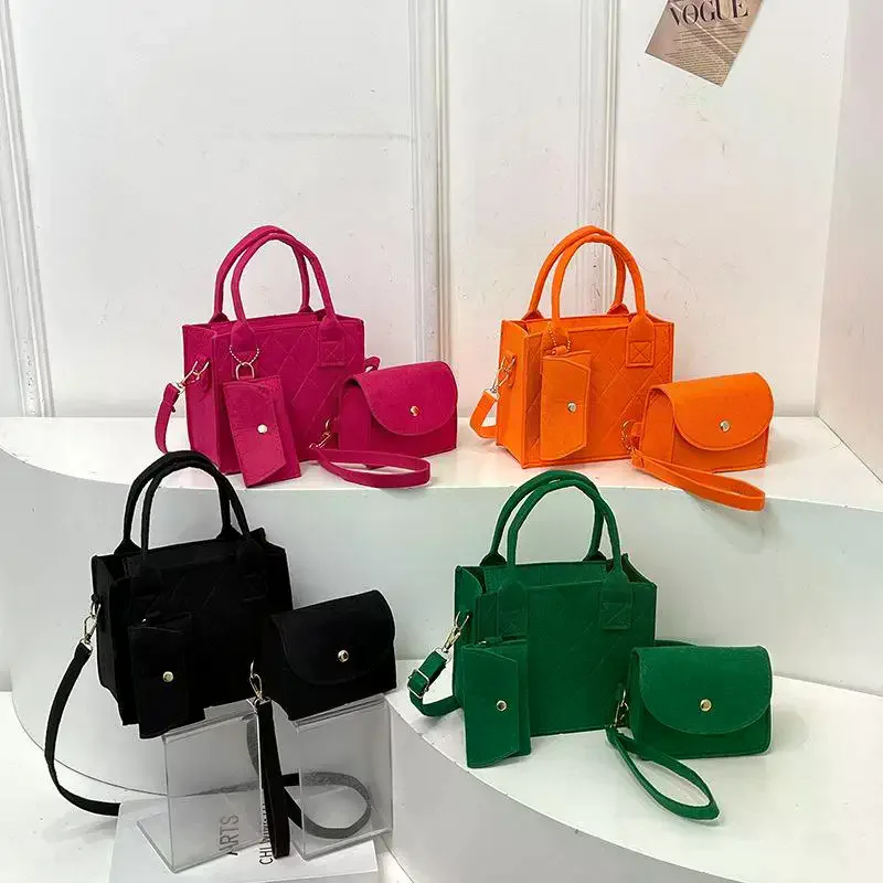 3-in-1-Ledertaschen-Set für Damen – modische einfarbige Schulter-, Münz- und Umhängetaschen