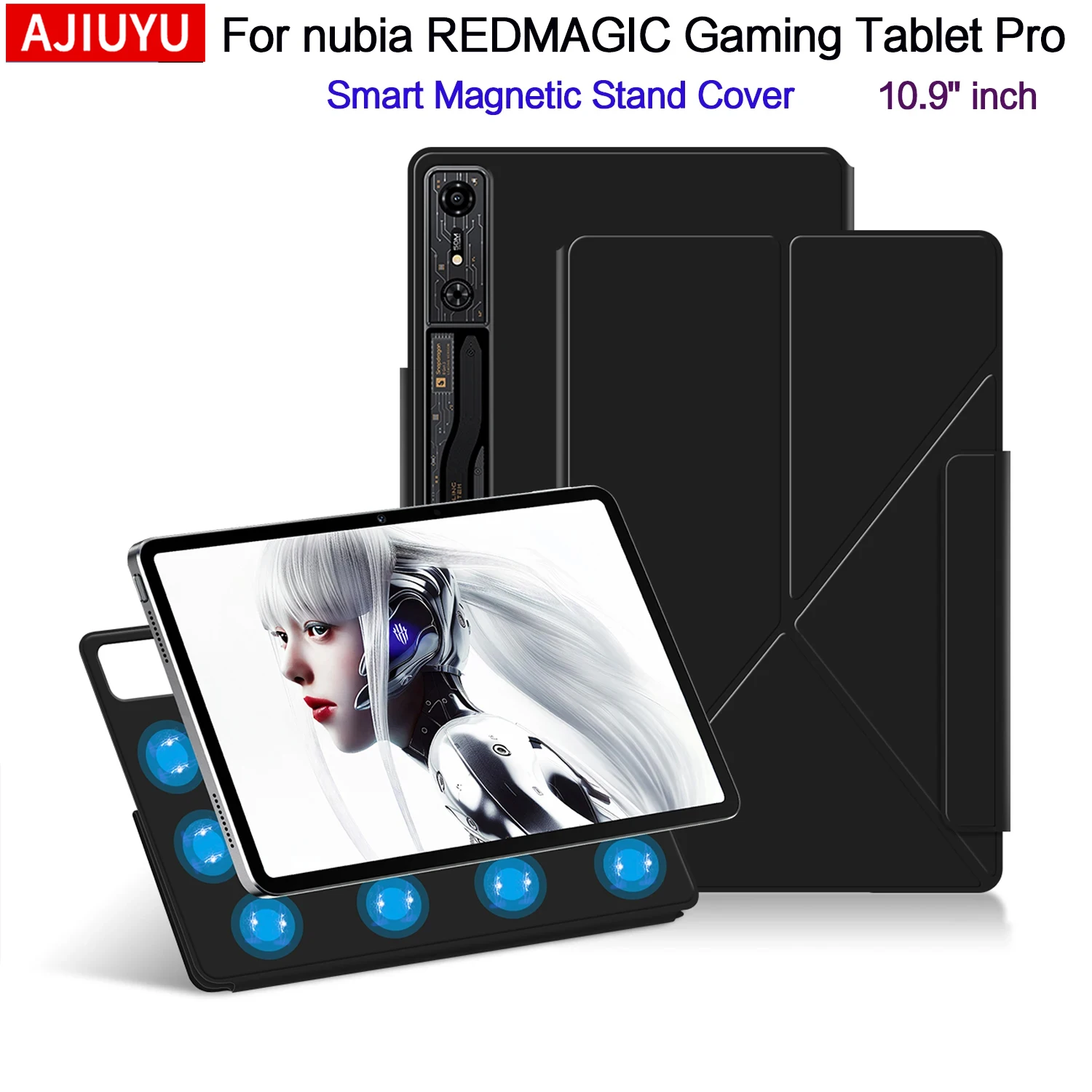 Magnetic Case For ZTE Nubia REDMAGIC Gaming Tablet Pro 2024 Red Magic Nova 10.9 inch Stand Cover RedMagic Nova Gaming 10.9' Case