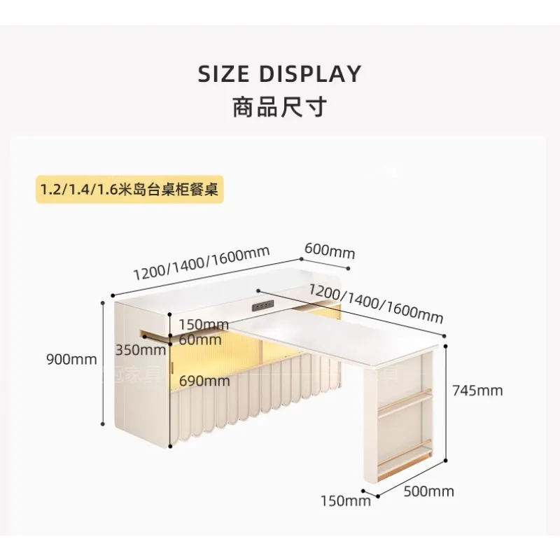Rockslab mid-island retractable dining table integrated open kitchen partition guide table cabinet western kitchen cooking table