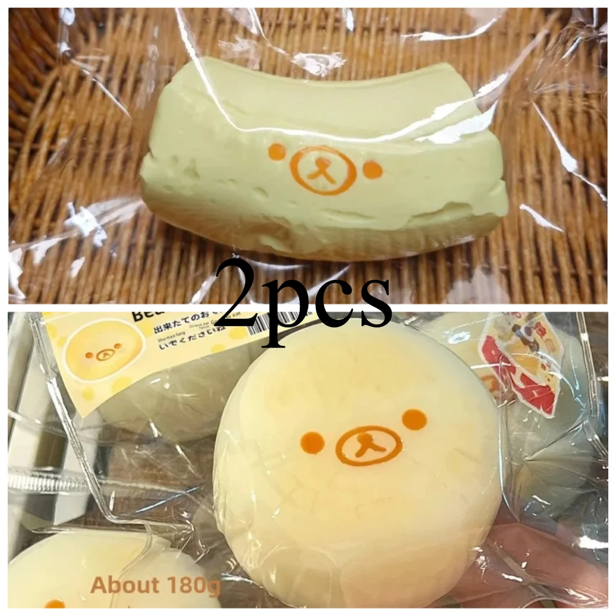 2Pc handmade Squishy with BUTTER texture - Banana Carrot bear shaped to relieve stress - Food grade silicone