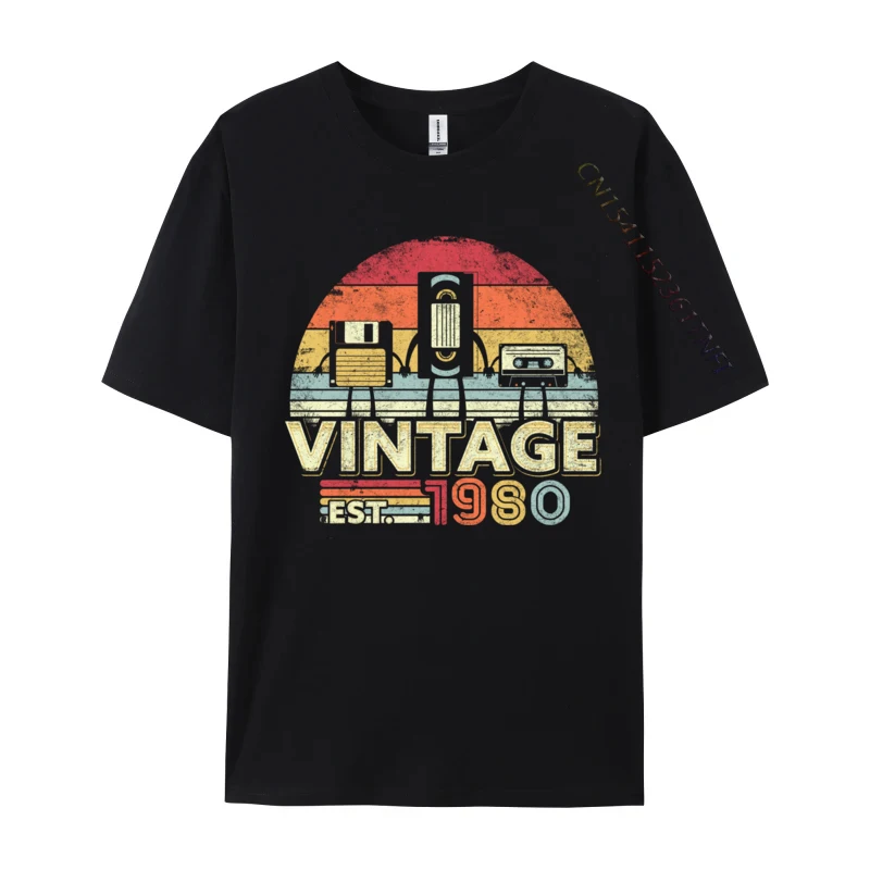 1980 Shirt Vintage 40th Birthday Funny Music Tech Europe Autumn Tops & Tees Normal T-Shirt Cute Birthday T Shirts Top Quality