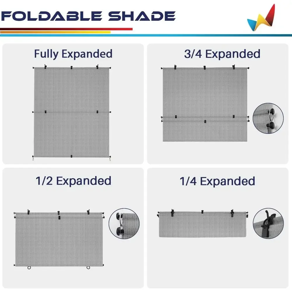 Gray 8ft W x 12ft H Roll-Up Outdoor Shade Fabric with UV Protection for Deck, Pergola, Yard, and Patio