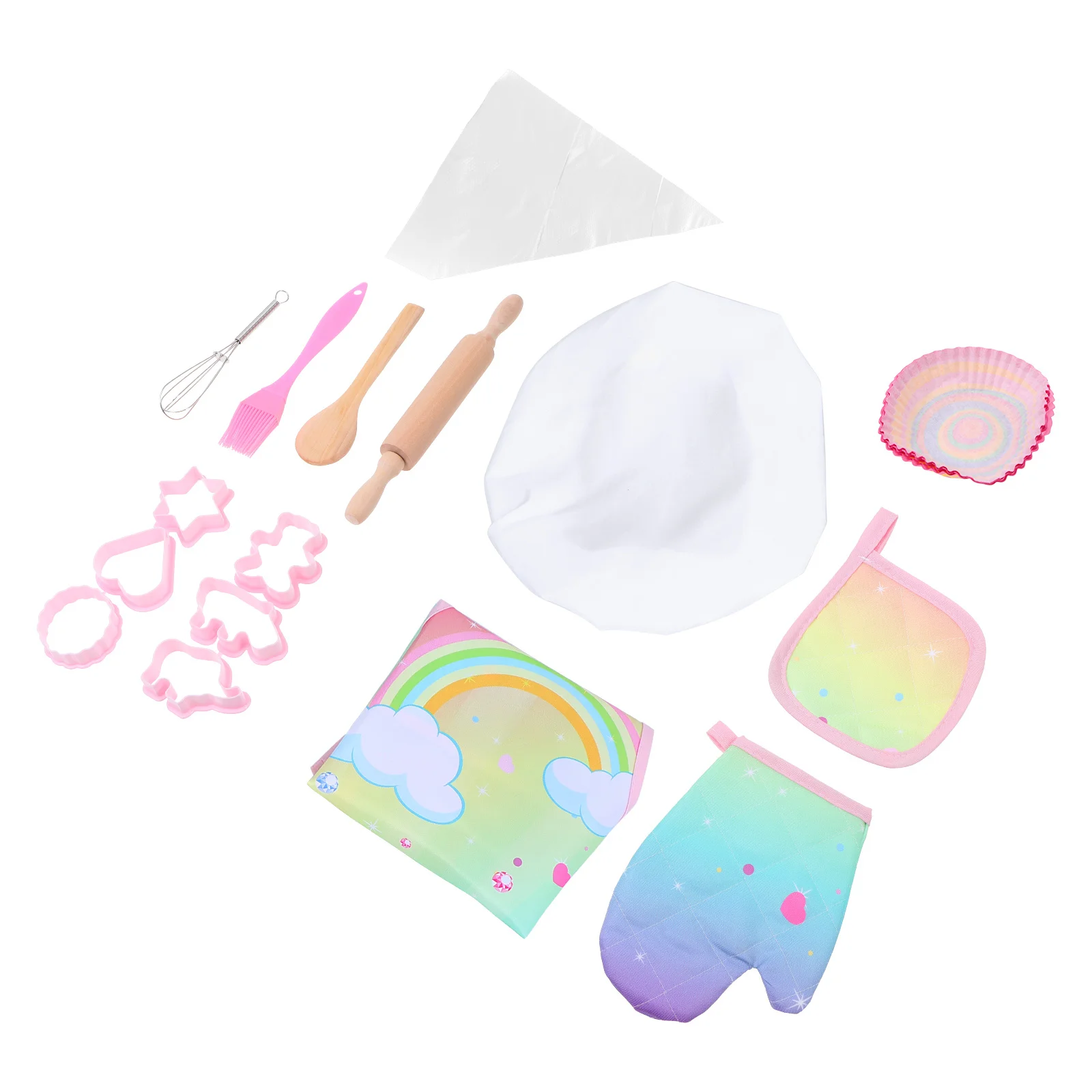 1set 1Set Kids Baking Tools Dinosaur Apron Pretend Play Cooking Set For Children Kitchenware Cake Molds Utensils Role Play Kit