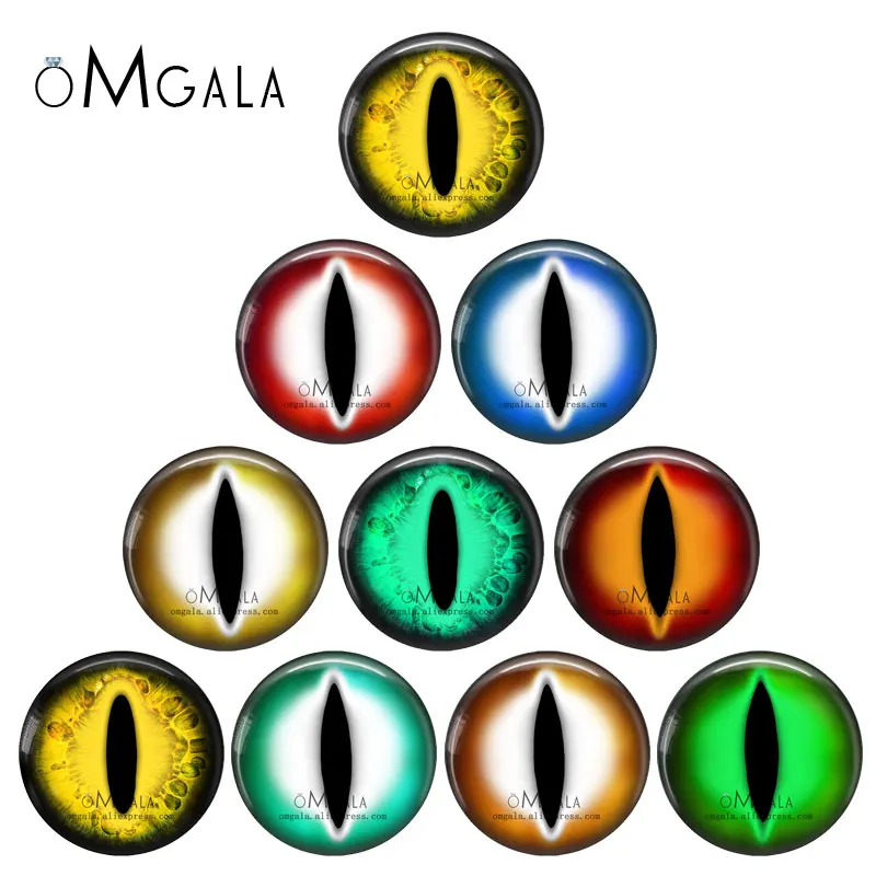 5 Paar Glas-Augen-Cabochons, rund, 12 mm/18 mm/20 mm/25 mm, Kuppel-Drachen-Auge, Drachen-Tier-Auge, Spielzeug, DIY-Schmuckzubehör, MIX Pupil-Auge