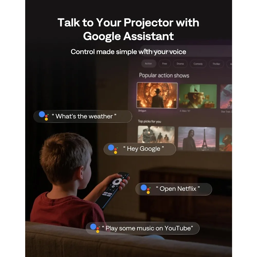 โปรเจคเตอร์วิดีโอ ไวไฟ บลูทูธ โปรเจคเตอร์พกพา สำหรับใช้งานนอกบ้าน ดูหนังที่บ้าน รองรับ 4K โฟกัสแบบเรียลไทม์ เสียงดอลบี้ ใช้พลังงานจาก USB-C