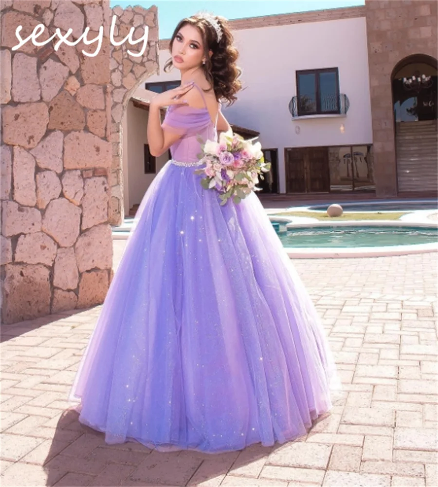 Fairy Lilac Quinceanera Dress A Line Floor Length Tulle Beaded Prom Elegant Birthday Party Sixteen vestidos de xv Customized