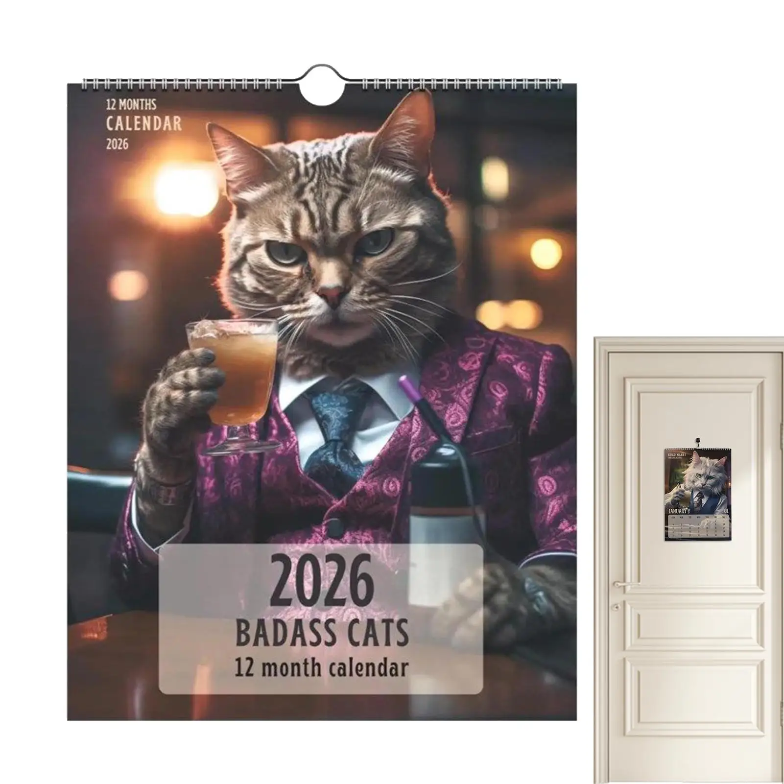 

Настенный календарь Badass Cats на 2026 год, личный планировщик расписания времени для организации списка дел, планирования, цели, расписание