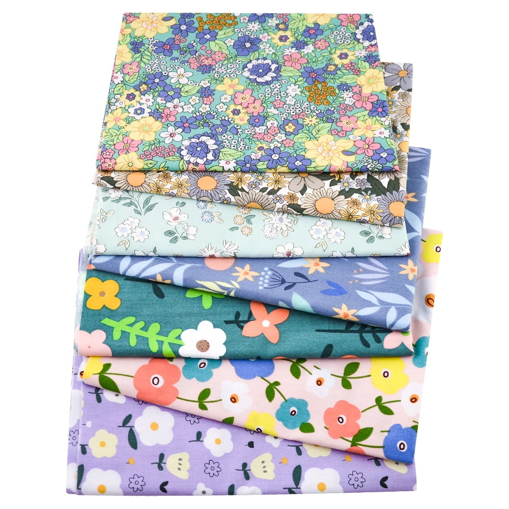 40/50*50cm 6-8 PCS Candy Color Floral Fat Quarter Fabric Bundles For Sewing Crafting DIY Quilt Cotton Cloth Needlework Patchwork