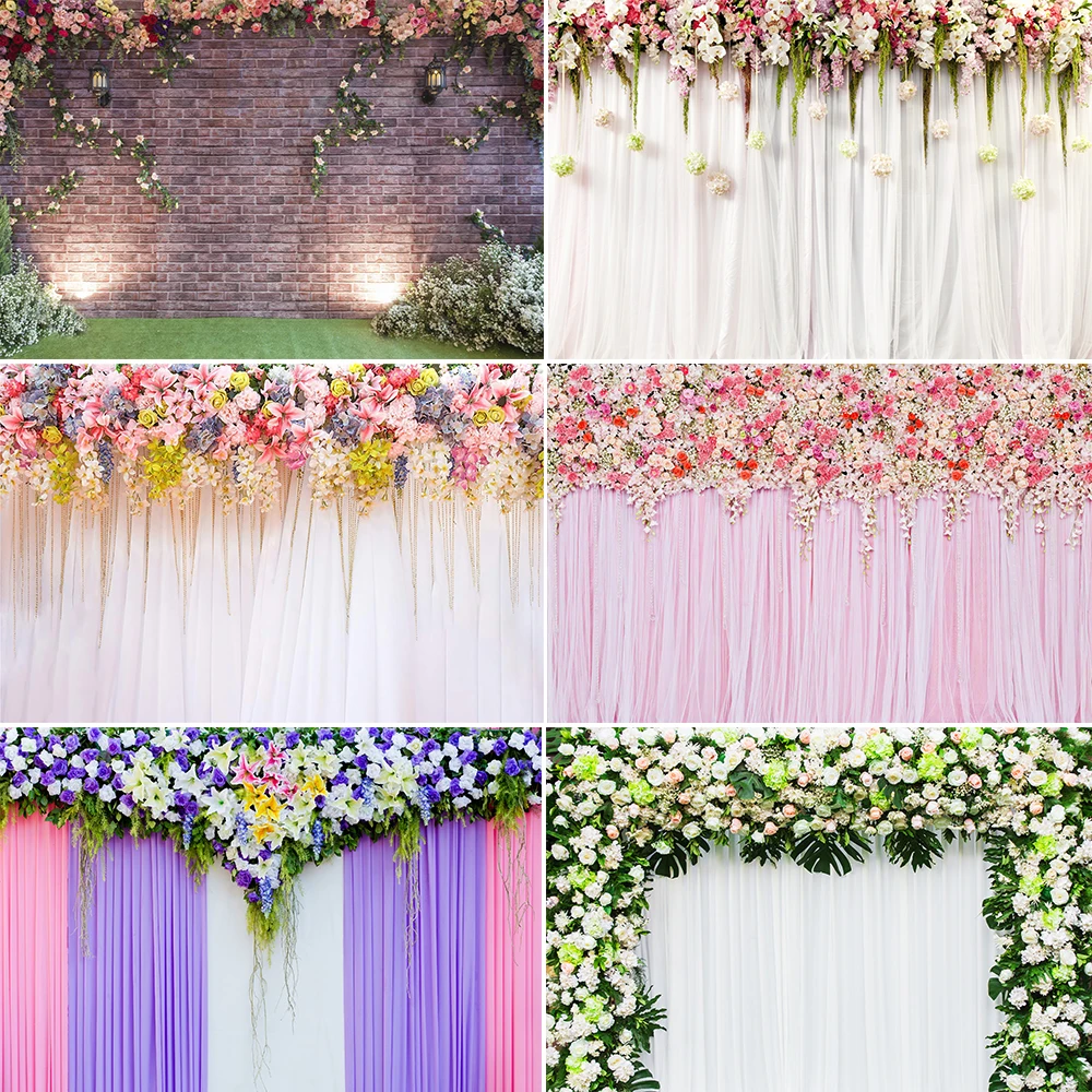 

Wedding Flower Curtain Blossom Floral Garland Wall Party Decoration Backdrop Photocall Photography Backgrounds for Photo Studio