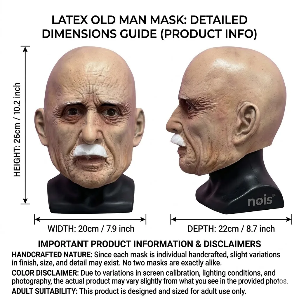 Creepy Bald Elderly Man Latex Mask Realistic Grandpa Face Cosplay Costume Halloween Party Mask Theater Stage Prank Prop view 2