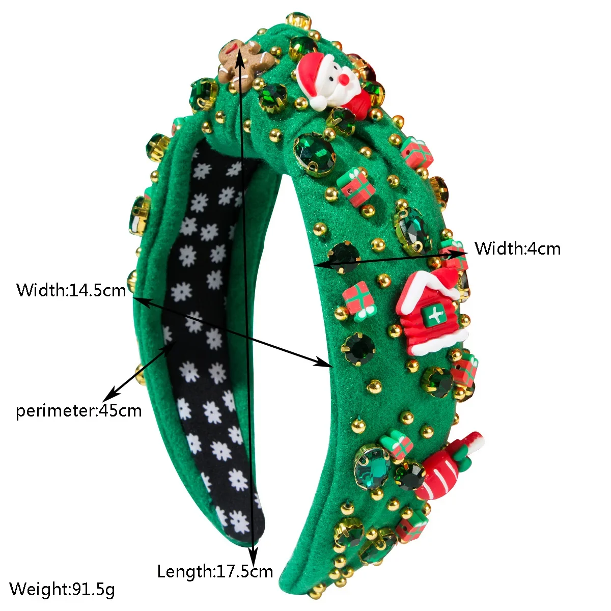 European and American New Christmas Fashion Diamond Hand-sewn Gold Beads Old Man Headband Holiday Hair Accessories